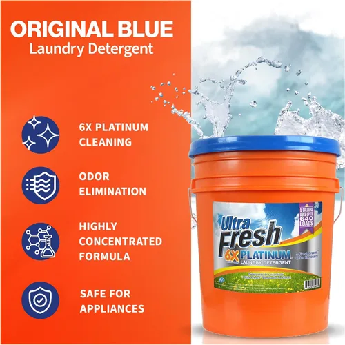 Miniatura 3 de Ultra Fresh Detergente líquido para lavar ropa, 6 veces platino, agua fría, 5 galones, removedor de olores de tela para lavar ropa y sábanas
