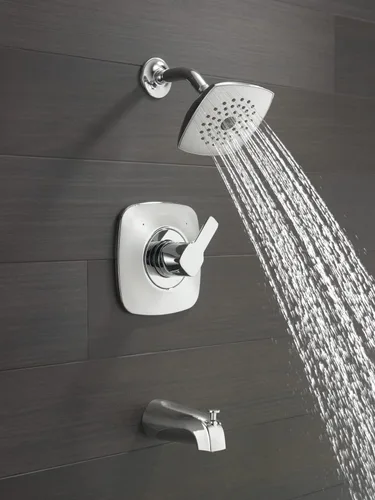 Miniatura 2 de Delta Faucet Modern Kit de Acabado Cromado de Una Sola Manija para Bañera y Ducha, Grifo de Ducha con Cabezal de Ducha de Un Solo Rociador Cromo