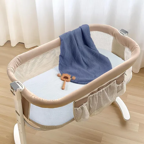 Miniatura 42 de lulumoon Sábanas de muselina para moisés para bebé: sábanas ajustables suaves para moisés de cabecera para niños y niñas Oliva y Crema