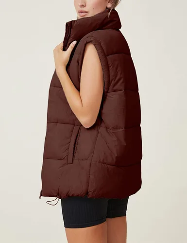 Miniatura 2 de Chaleco acolchado para mujer, sin mangas, acolchado, con cremallera, cuello alto, abrigo de gran tamaño con bolsillo
