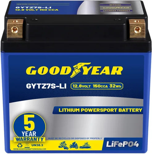 Miniatura 13 de Goodyear GYTX4L-LI LiFePO4 LiFePO4 12.8V 150CCA Batería recargable de alto rendimiento Powersport con reemplazo inteligente BMS para motocicleta