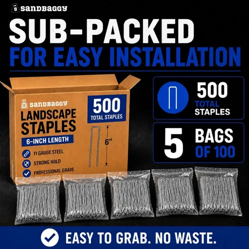 Miniatura 9 de Sandbaggy - 500 grapas galvanizadas de 6 pulgadas para paisaje, estacas de jardín SOD, confiadas por agricultores y contratistas de todo Estados