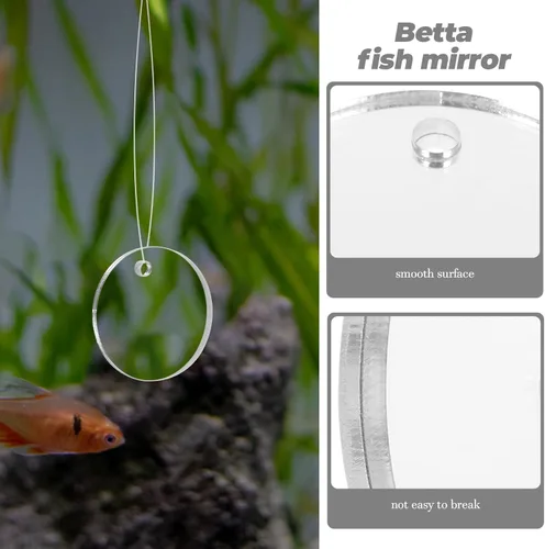 Miniatura 5 de POPETPOP Espejo de entrenamiento de peces Betta de 1.96 pulgadas, espejo de acuario acrílico flotante para juguete de ejercicio Betta adecuado