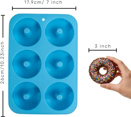Miniatura 6 de Aichoof molde de silicona para donas de 6 rosquillas, juego de 2. Bandeja de silicona apta para bagels de grado alimenticio LFGB, antiadherente