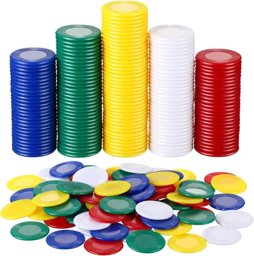 Skylety 1000 fichas de póquer de plástico a granel de 5 colores para niños, jugar, aprender matemáticas, juego de bingo, tarjetas en blanco para