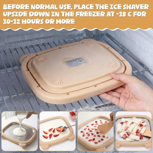 Miniatura 3 de Lewtemi Kit para hacer helado enrollado, bandeja de helado instantánea con 2 raspadores, no requiere electricidad, placa fría de acero inoxidable