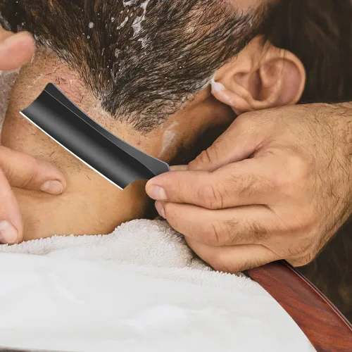 Miniatura 7 de Maquinilla de afeitar recta con estropa: peluquero profesional de borde recto de acero inoxidable de primera calidad con trampa de afeitado