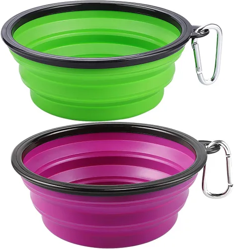 Miniatura 13 de Kytely Tazones grandes plegables para perros, paquete de 2 tazones plegables de viaje para perros de 34 onzas, cuenco portátil para alimentos