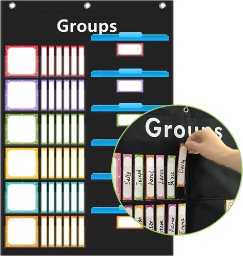 Miniatura 5 de REGELETO Tabla de bolsillo de gestión de grupos pequeños con 96 tarjetas, tabla de trabajos en el aula, organizador de grupos pequeños y tareas