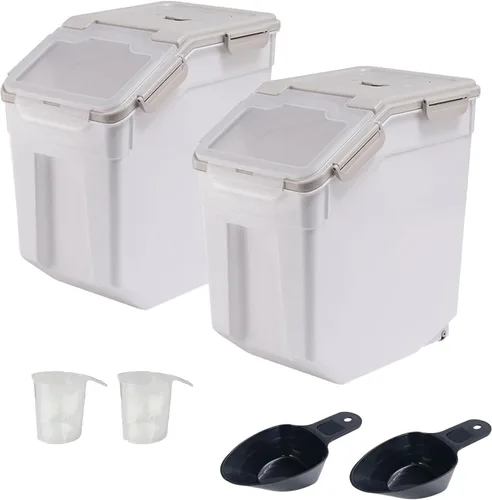 Miniatura 9 de Contenedor grande de almacenamiento de harina de 25 libras, paquete de 2 recipientes herméticos de almacenamiento de arroz con tapa de bloqueo