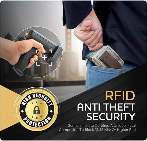 Miniatura 8 de Billetera de cuero con clip para dinero, bolsillo frontal delgado, bloqueo RFID con imán súper fuerte