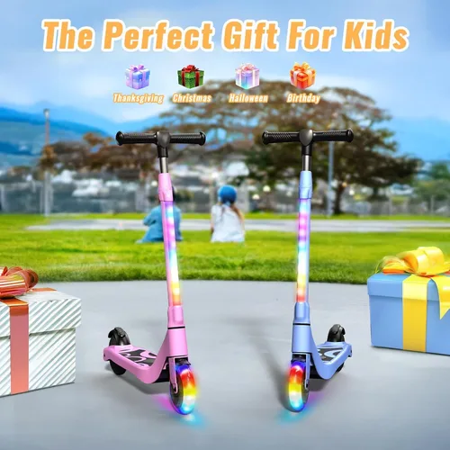 Miniatura 6 de LIEAGLE Patinete Eléctrico para Niños de 6-12 Años, Plataforma con Luces LED, Patinetes para Niños con Manillar de 3 Niveles de Ajuste hasta 36 Rosa