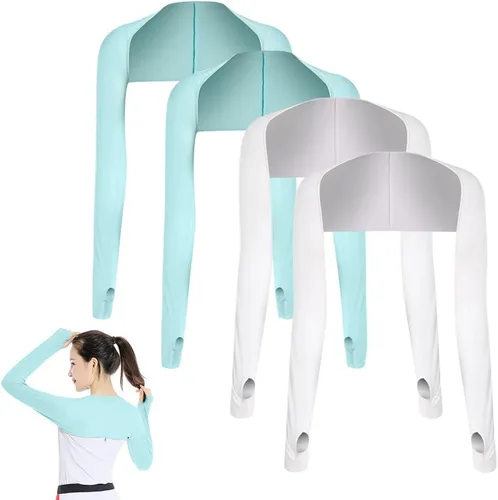 4 fundas de chal de enfriamiento con agujeros para los dedos, chal de enfriamiento para mujer, fundas de brazo anti UV, transpirables y cómodas para