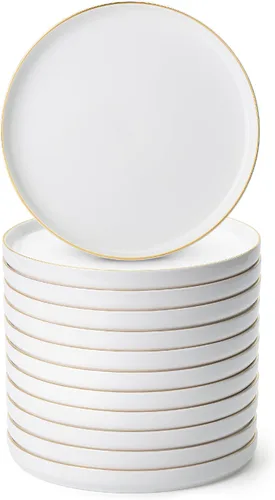 Miniatura 9 de Brew To A Tea - Platos de postre de porcelana blanca, juego de 6, 8.2 pulgadas, platos pequeños para aperitivos, ligeros, duraderos, aptos