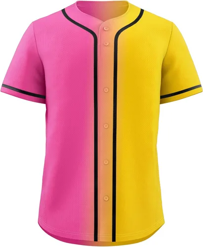 Miniatura 14 de KXK Camiseta de béisbol en blanco para hombre, camisas casuales con botones, manga corta, uniforme deportivo de equipo activo