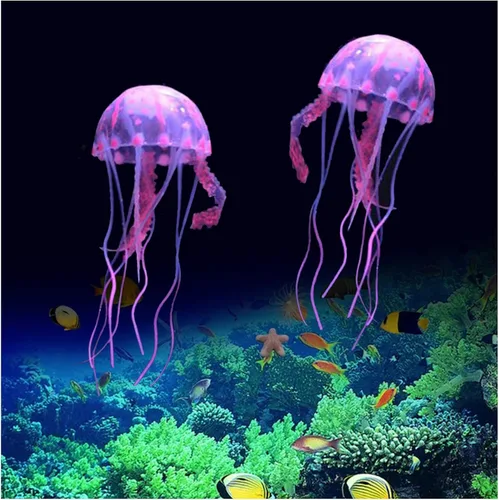 Miniatura 9 de WishLotus 2 decoraciones de medusas para pecera, adorno de plantas de medusas de simulación, decoraciones brillantes de medusas, decoraciones