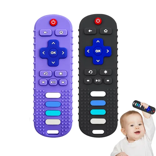 Miniatura 20 de YAPROMO Juguetes de Dentición de Silicona para Bebés, Juguete Control Remoto para Bebés de 3-18 Meses, Juguete de Dentición Control Remoto para Negro