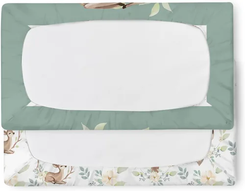 Miniatura 6 de Sábanas verdes personalizadas para cuna, sábana bajera ajustable de bebé con nombre personalizado para funda de colchón de cuna estándar, paquete
