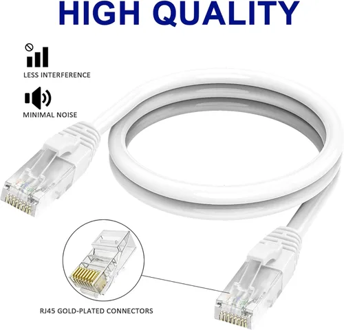 Miniatura 3 de Adoreen Cable de Ethernet Cat 6 de 30 pies - Blanco, cable de red RJ45 redondo y sin enganches para interiores y exteriores, POE, cable de parche