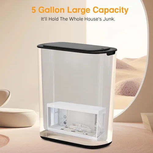 Miniatura 3 de Basurero de baño con tapa de 5 galones, color blanco, sin contacto, automático, sin contacto, para cocina, dormitorio, oficina, sala de estar