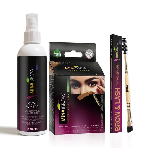 Miniatura 32 de MINA iBrow Kit de Color de Henna Profesional para Cabello con Paquete Combinado de Pincel Cubre Cabello Canoso - Dura hasta 6 semanas Sin