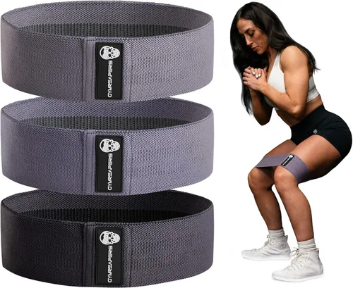 Miniatura 11 de Bandas de cadera para entrenamientos de glúteos Juego de bandas de tela antideslizante con 3 niveles - Bandas de resistencia para piernas y cadera