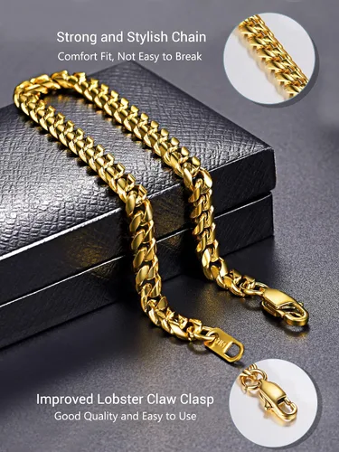 Miniatura 6 de PROSTEEL Pulsera de acero inoxidable para hombres y mujeres, elegantes pulseras de eslabones cubanos, chapado en oro negro de 18 quilates, ancho