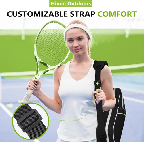 Miniatura 9 de Bolsa de Tenis Himal para 3 Raquetas con Almohadilla Protectora, Bolsa de Raqueta de Tenis para Hombres y Mujeres, Entusiastas del Deporte de Todas