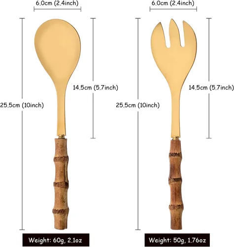 Miniatura 5 de Juego de 6 cucharas y tenedores para servir de 10.0 pulgadas, incluye 3 cucharas grandes y 3 tenedores grandes, utensilios de servir de acero