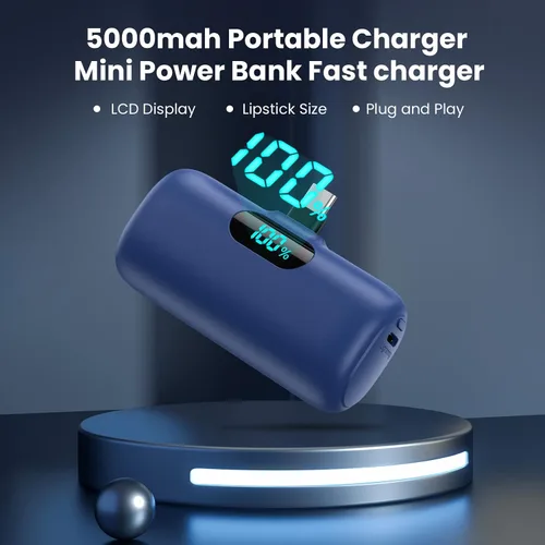Miniatura 6 de [Paquete de 2] Mini cargador portátil de 5000 mAh, batería portátil de 3 A PD USB C, pantalla LCD, batería compatible con iPhone 16/15/15 Plus/15