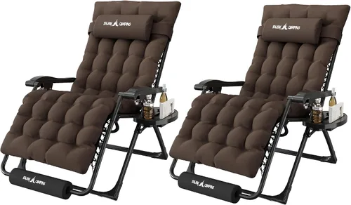 Miniatura 34 de Amopatio Silla de gravedad cero de gran tamaño, silla reclinable de 29 pulgadas de ancho, con bloqueo y reposapiés mejorados, soporte para tazas