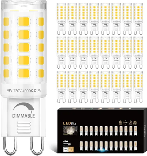 Miniatura 15 de Winshine - Paquete de 10 bombillas LED regulables de 2700 K blanco suave, 4 W (reemplazo de bombilla halógena de 40 W) con casquillo G9, forma T4