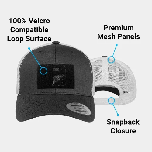 Miniatura 2 de Gorra de camionero curvada con parche de tracción, gorra táctica, superficie de bucle de 2 x 3 pulgadas para fijar parches morales