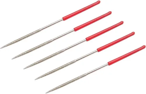 Utoolmart Lima de aguja de diamante, juego de 5 limas de aguja de diamante, herramientas de archivos redondos de 0.079 pulgadas x 3.94 pulgadas, 150