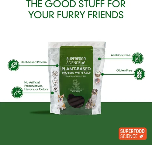 Miniatura 5 de Golosinas hipoalergénicas saludables para perros: aperitivos vegetarianos a base de plantas para perros con algas marinas, batata, chía, linaza