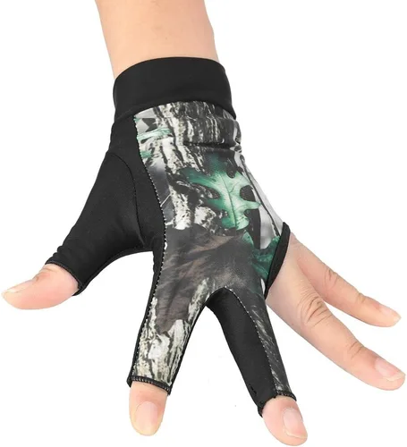 Tbest Guante de piscina de mano izquierda, color verde, guante de billar de 3 dedos para hombres y mujeres