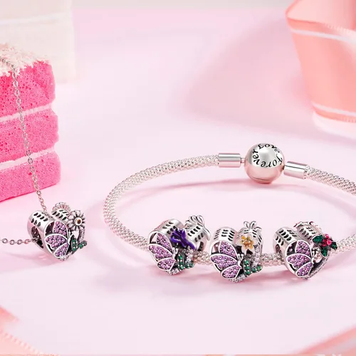 Miniatura 6 de NINGAN Dijes de piedra natal de marzo + marzo - Dije de nacimiento de narciso y mariposa para pulsera