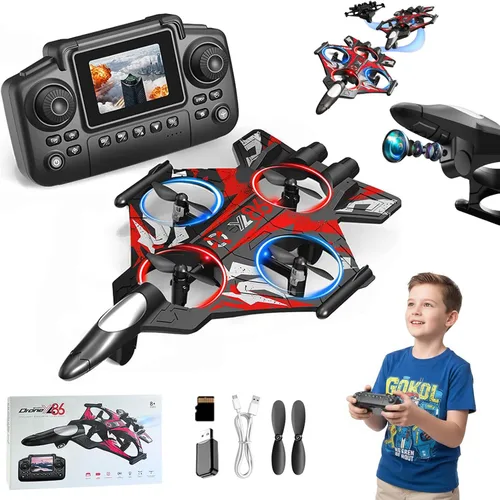 Miniatura 11 de Avión RC Fighter Jet con cámara y pantalla para adultos y niños, avión de acrobacias de control remoto con giros de 360°, retención de altitud