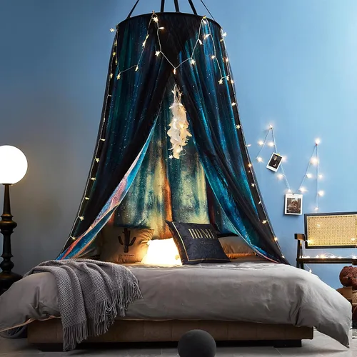 Miniatura 2 de Kertnic Hermosa mosquitera Aurora impresa para niñas y adultos, cortina de cama decorativa y acogedora, dosel de mosquitera de encaje lujosa
