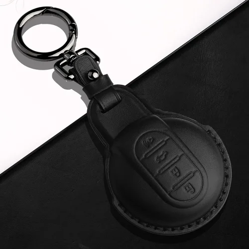 Miniatura 3 de Tukellen Compatible con BMW Mini - Funda de cuero para llavero compatible con BMW Mini Cooper F54, F55, F56, F57, F60, color negro