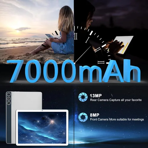 Miniatura 6 de Tablet Android 15 2026, tabletas de 10 pulgadas con almacenamiento de 128 GB, 14 GB de RAM, 1 TB expandible, tabletas celulares 4G duales