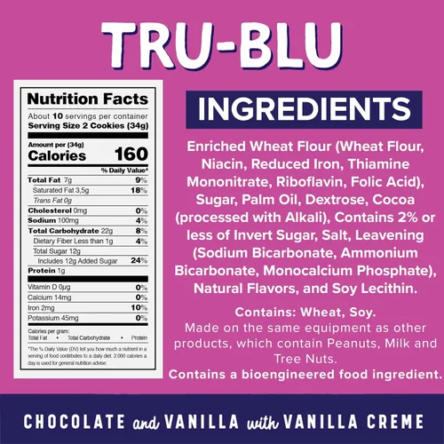 Miniatura 3 de TRU BLU - Galletas dúplex con crema de chocolate y vainilla, sin ingredientes artificiales, sin jarabe de maíz de alta fructosa, fabricadas