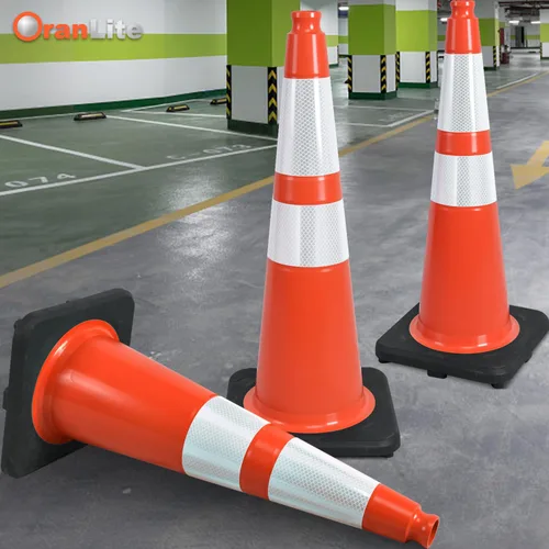 Miniatura 6 de Conos de tráfico de PVC naranja fluorescente, base negra resistente, conos de estacionamiento de garaje, estructuralmente estables, resistentes a