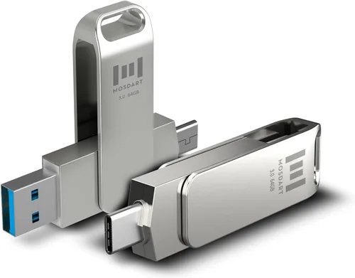 Miniatura 21 de MOSDART ExFAT - Memoria USB C 3.2 de 64 GB de velocidad rápida C y A, memoria USB C 3.2 con bucle para llavero, para iPhone 15, 16, 17, teléfono