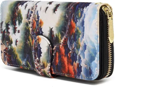 Miniatura 125 de Cartera de mano para mujer, estilo bohemio, con RFID, elegante, espaciosa con correa para viajes, capacidad para tarjetas, teléfono, dinero