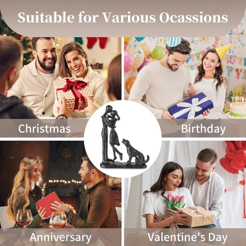 Miniatura 6 de Sziqiqi Regalos de hierro de aniversario para ella, escultura de amor para pareja, regalo de hierro para pareja, novia, esposa, él, estatua negra
