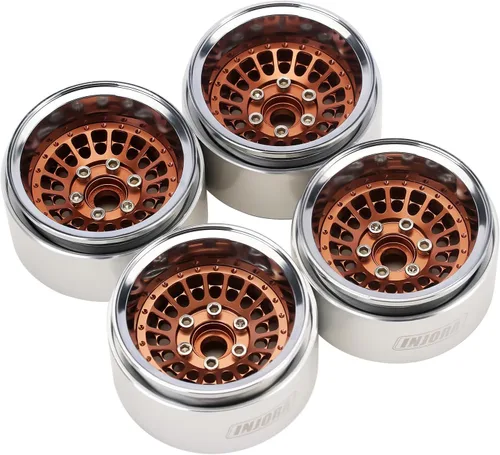 Miniatura 6 de INJORA 1.9" Beadlock Llanta de rueda compensada -0.394 in Rueda de aluminio para SCX10 Pro TRX4 VS4-10 Gen8 1/10 RC Crawler Car (bronce)