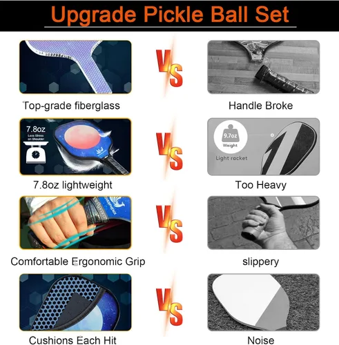 Miniatura 4 de Hoverphenix Portable Pickleball Net Set, 22FT Regulation Size Pickle Ball Net with Paddle Set of 4, Pickleballs and Carry Bag, Easy Setup for Indoor