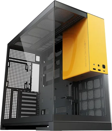 Miniatura 11 de Geometric Future Torre media de vidrio templado M5, caja para juegos E-ATX/ATX, acero de 0.047 in, tipo C, paneles sin herramientas, soporte 420/360