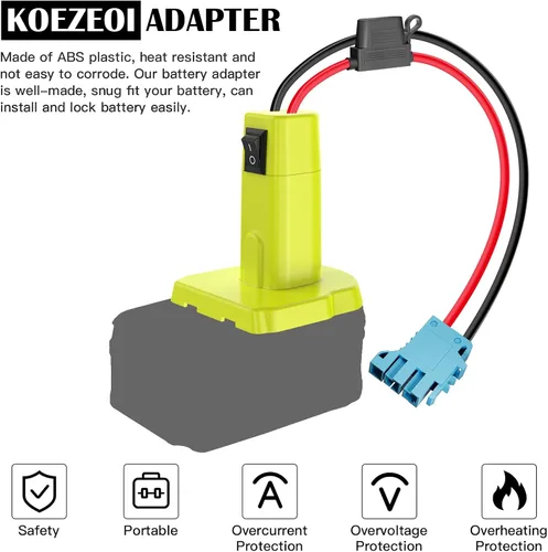 Miniatura 3 de Adaptador de rueda eléctrica para Ryobi Adaptador de batería de 18 V con conector de arnés de cables compatible con Peg-Perego Children's Riding